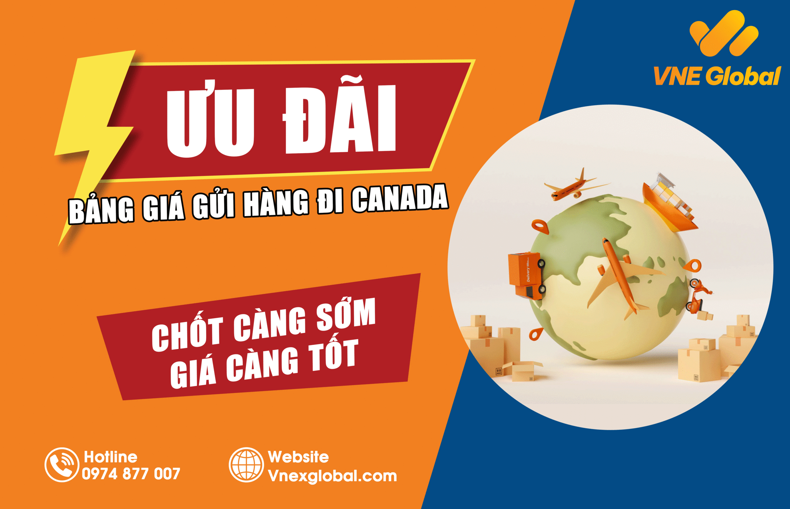 Bảng giá gửi hàng đi Canada